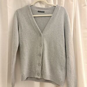 Gray V-Neck Button-Up Brandy Melville Sweater